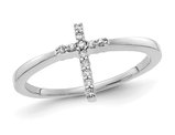 14K White Gold Cross Ring with Lab-Grown Accent Diamonds